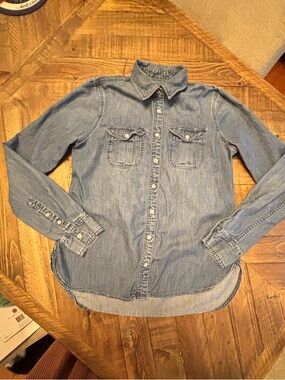 J. Jill Blue Denim Button-Down Shirt